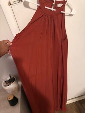 LOFT Sleeveless High-Neck Maxi Dress in Rusty Terracotta